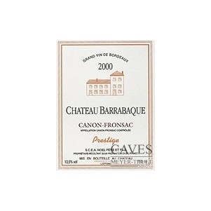 CANON FRONSAC 2000 75cl 13&deg; Ch&acirc;teau BARRABAQUE